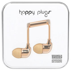 Happy Plugs In-Ear Headphones with Mic/Remote Champagne